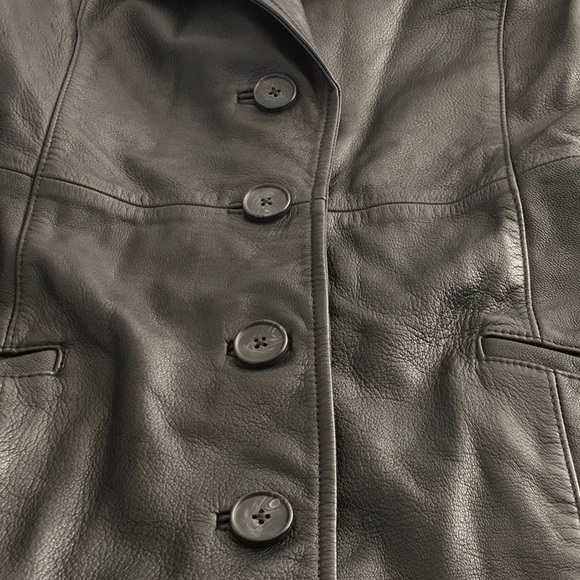 RARE Levi Strauss SAMPLE Black leather trench coat jacket NWOT - Picture 8 of 9